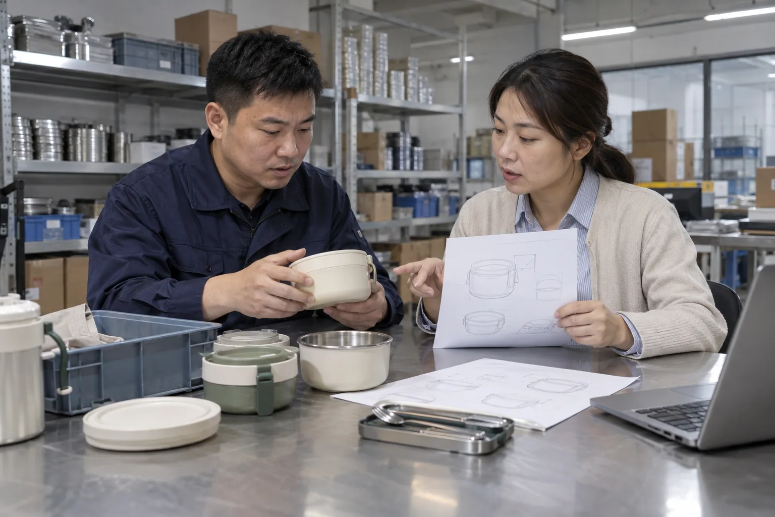 article-01-hero Chinese factory team comparing OEM and ODM portable dining set development options