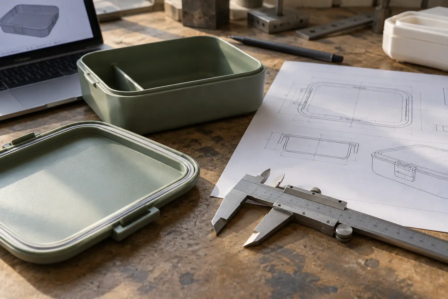 Custom tableware tooling drawing and dimension review by a Chinese manufacturing team