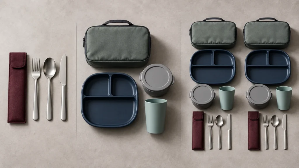 Utensil-only single-person and two-person crew dining modules