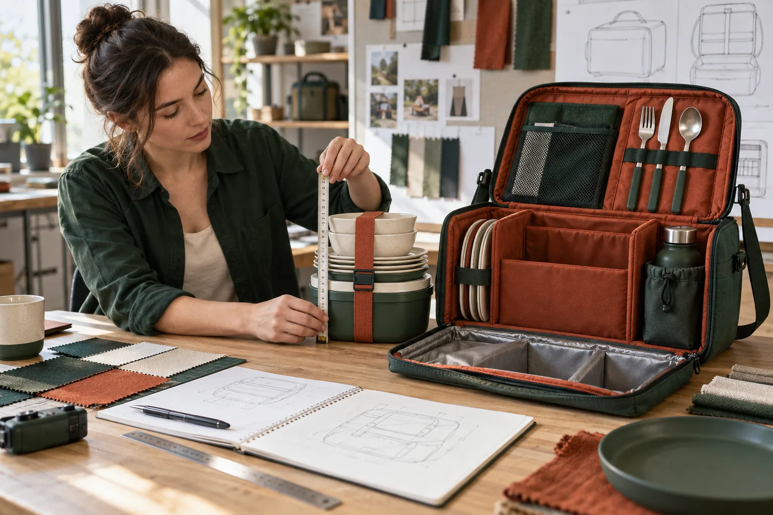 custom tableware carry bag showing components, packing structure and carry format