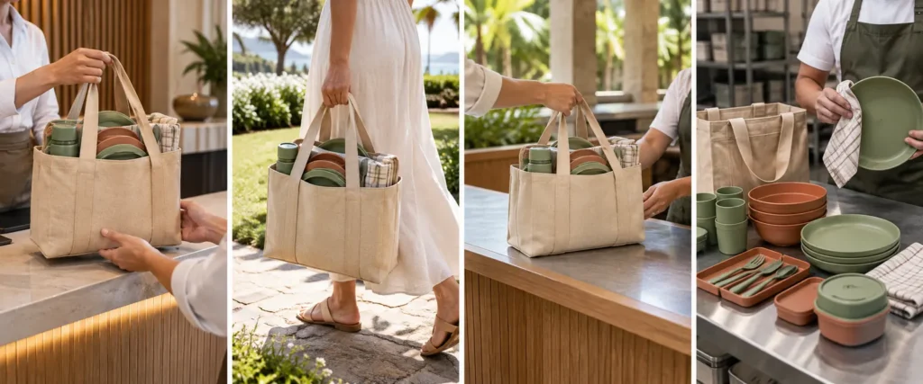 Issue carry return and inspection workflow for resort picnic kits