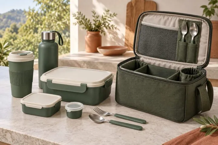 custom lunch box set with insulated carry bag complete product system