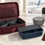 Airline crew dining kit with PP tableware stainless cutlery and burgundy packing cube
