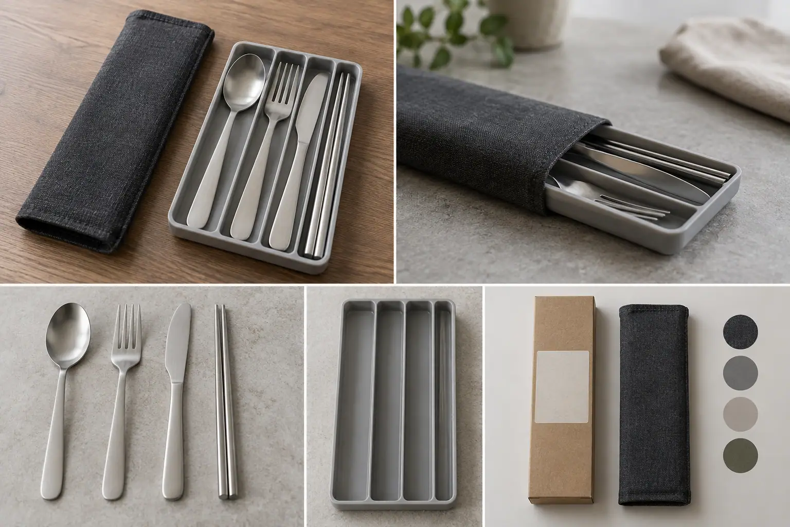 Cutlery kit sleeve and packaging layout for brand review