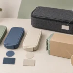 Color and blank branding location samples for a modular office lunch set