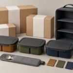 Driver bento kit with blank kraft cartons bands and label samples