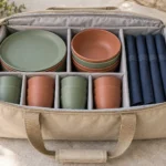 Resort guest picnic kit nested inside removable tote dividers