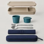 Exploded structure view of compact rail meal service set components
