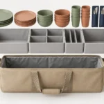 Exploded nesting structure of the resort guest picnic kit and tote dividers