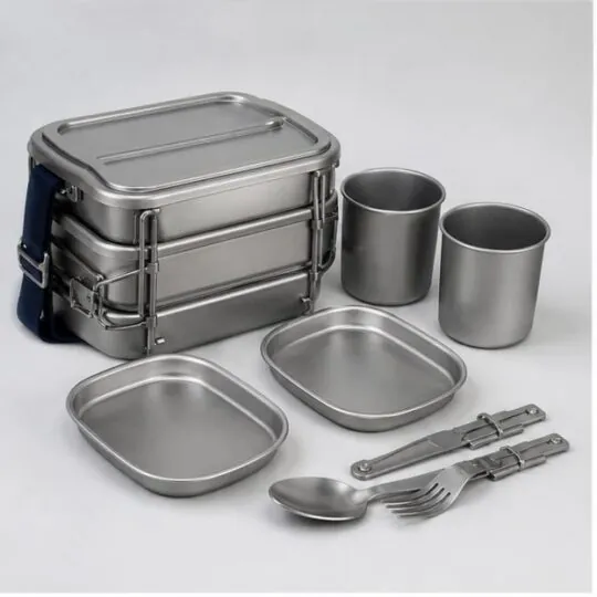 Stainless Two-Person Modular Set portable dining set