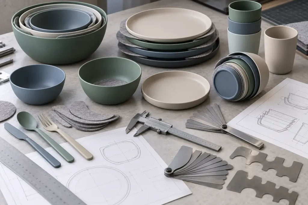 Portable Tableware Nesting Design: Contact Control