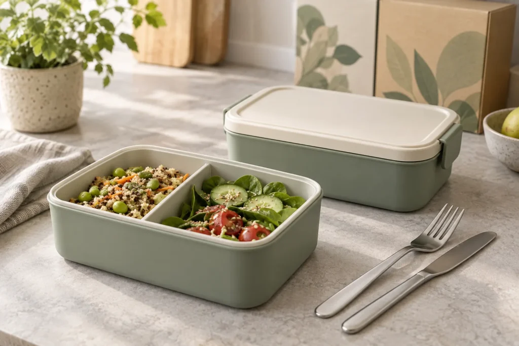 Portable meal-container lid with removable silicone gasket and vent components arranged for cleaning review