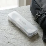 Closed frosted zero-rattle travel case for pure titanium portable cutlery set